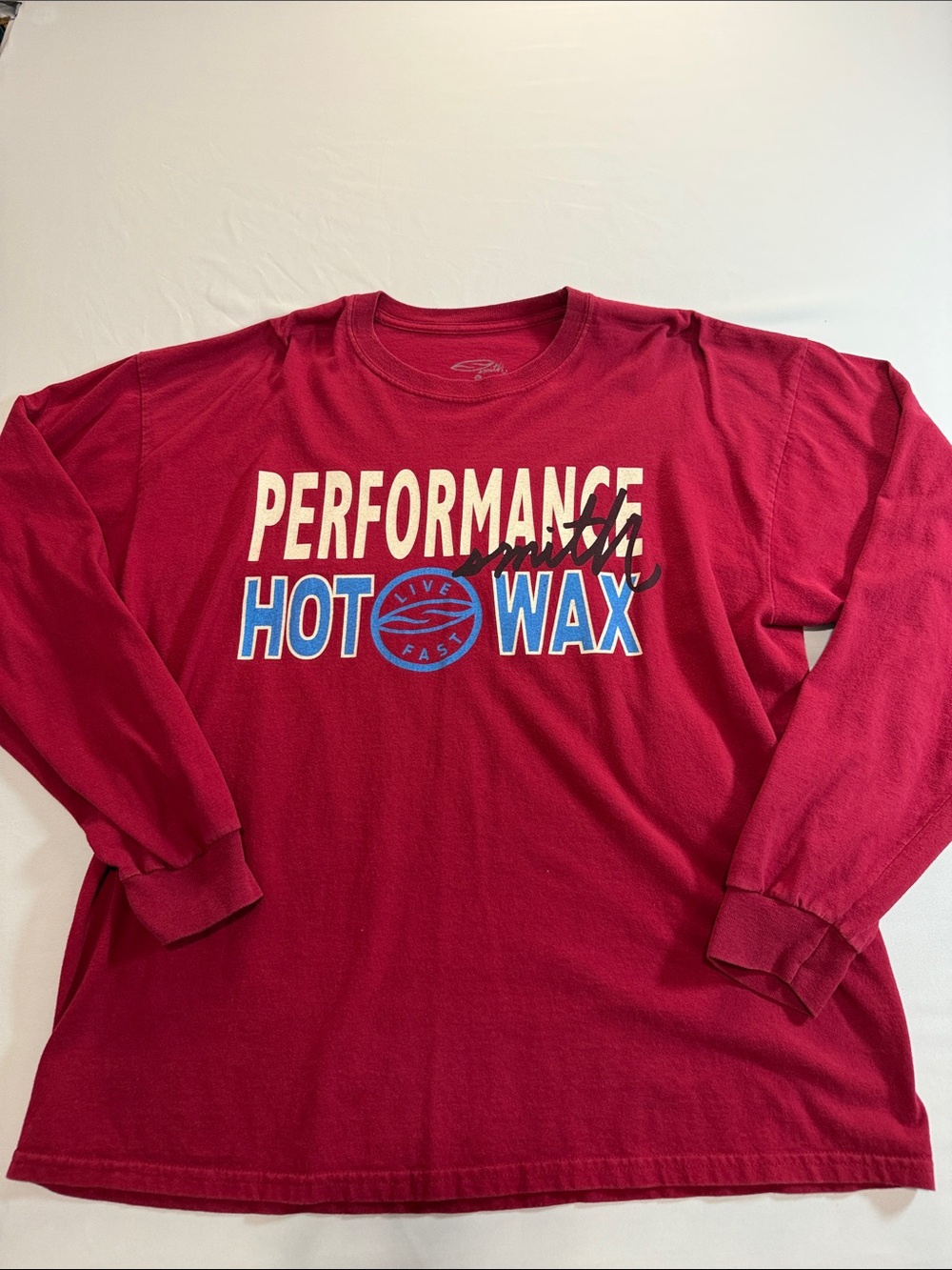 Smith Optics Red Long Sleeve Performance "Hot Wax" Graphic Tee Size XL